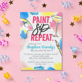 Malerei und Sip Bachelorette Art Party Marmor Einladung