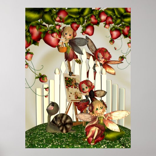 Malerei unter der Strawberry Bush Fantasie Art Poster (Vorne)