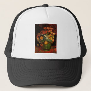 Malerei-Vasen-Blumen-Blüten Van Gogh Vintage Truckerkappe