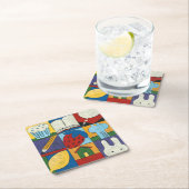 Malerei verschiedener Objekte von Chariklia Zarris Rechteckiger Pappuntersetzer (Vor Ort)