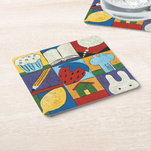 Malerei verschiedener Objekte von Chariklia Zarris Rechteckiger Pappuntersetzer (angewinkelt)