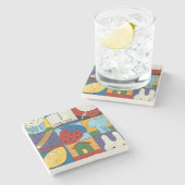 Malerei verschiedener Objekte von Chariklia Zarris Steinuntersetzer (Seitenansicht)