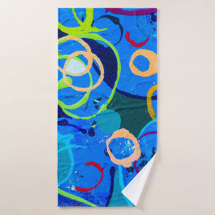 Malerei von abstraktem Kunstöl und Acrylfarbe auf Badehandtuch