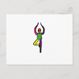 Malerei von Baum-Yoga-Pose. Postkarte