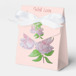 Malerei von Blätter und hübschen rosa Blume Geschenkschachtel