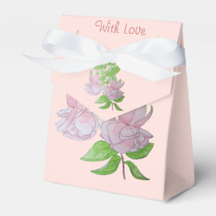 Malerei von Blätter und hübschen rosa Blume Geschenkschachtel