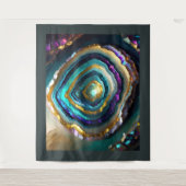 Malerei von Blauem Lila Amethyst Geode Gold Wandteppich (Vorderseite)