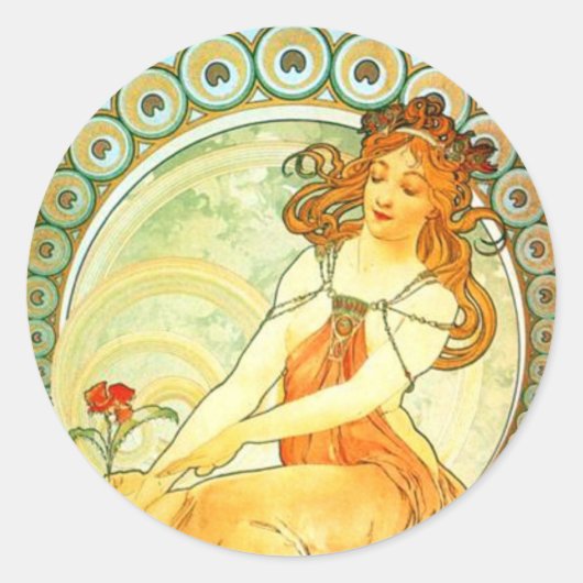 Malerei. Von der Arts Serie von Mucha Runder Aufkleber (Vorderseite)