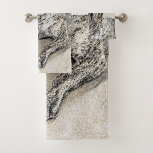 Malerei von englischen Mastiff (Brindle) - Hundeku Badhandtuch Set (Insitu)