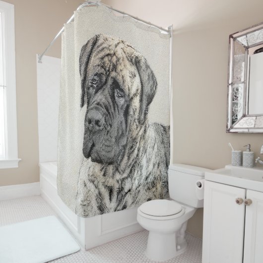 Malerei von englischen Mastiff (Brindle) - Hundeku Duschvorhang (Beispiel)