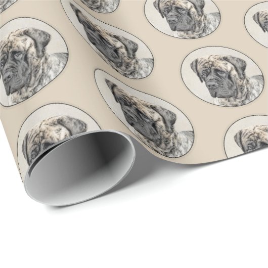 Malerei von englischen Mastiff (Brindle) - Hundeku Geschenkpapier (Rolleneckpunkt)