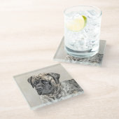 Malerei von englischen Mastiff (Brindle) - Hundeku Glasuntersetzer (Schrägansicht)