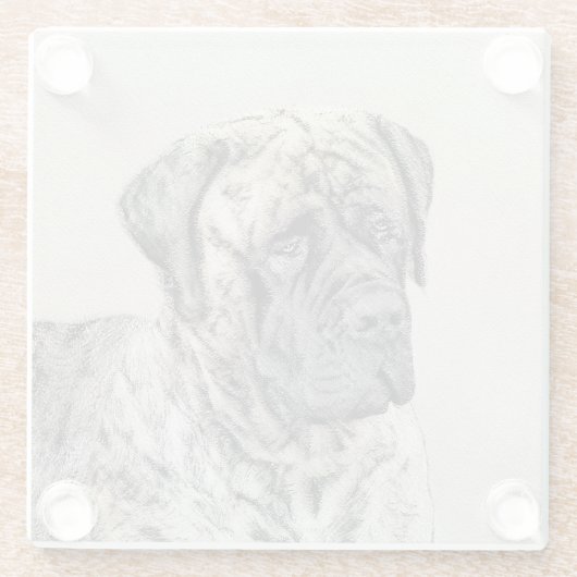 Malerei von englischen Mastiff (Brindle) - Hundeku Glasuntersetzer (Rückseite)
