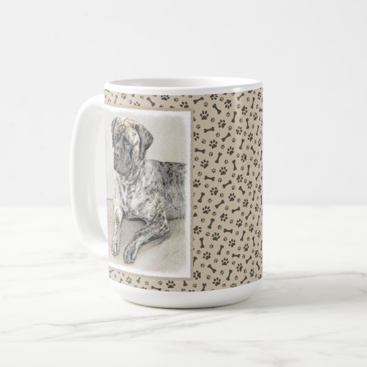 Malerei von englischen Mastiff (Brindle) - Hundeku Kaffeetasse (Vorderseite Links)