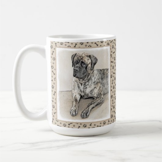 Malerei von englischen Mastiff (Brindle) - Hundeku Kaffeetasse (Links)