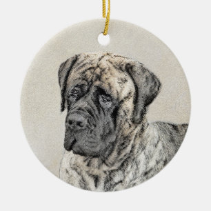 Malerei von englischen Mastiff (Brindle) - Hundeku Keramikornament