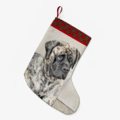 Malerei von englischen Mastiff (Brindle) - Hundeku Kleiner Weihnachtsstrumpf (Vorderansicht (hängend))