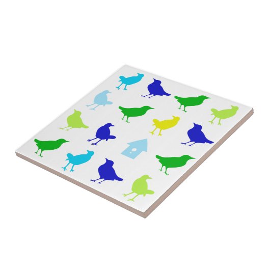 Malerei von farbigen Vögeln durch Chariklia Zarris Fliese (Seite)