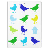 Malerei von farbigen Vögeln durch Chariklia Zarris Klemmbrett (Rückseite)