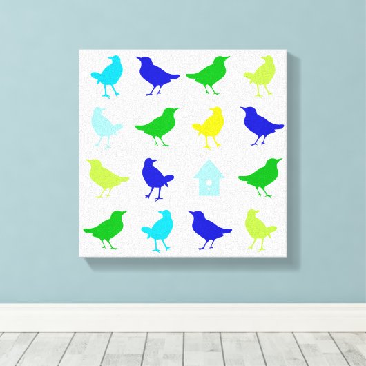 Malerei von farbigen Vögeln durch Chariklia Zarris Leinwanddruck (Insitu (Holzboden))