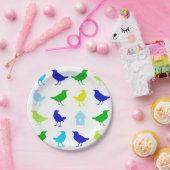 Malerei von farbigen Vögeln durch Chariklia Zarris Pappteller (Party)