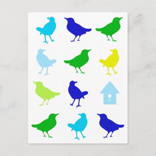 Malerei von farbigen Vögeln durch Chariklia Zarris Postkarte (Vorderseite)