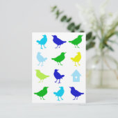 Malerei von farbigen Vögeln durch Chariklia Zarris Postkarte (Stehend Vorderseite)