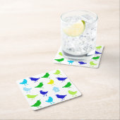 Malerei von farbigen Vögeln durch Chariklia Zarris Rechteckiger Pappuntersetzer (Vor Ort)