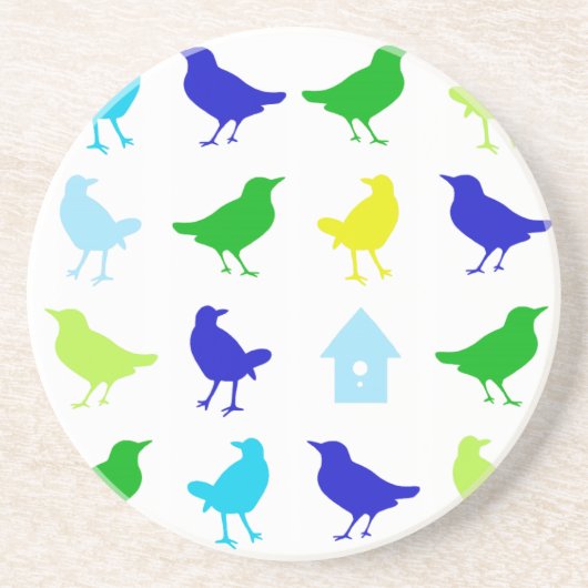 Malerei von farbigen Vögeln durch Chariklia Zarris Sandstein Untersetzer (Vorne)