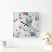 Malerei von Feldmaus in der Schneewelt Quadratische Wanduhr (Zuhause)