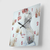 Malerei von Feldmaus in der Schneewelt Quadratische Wanduhr (Winkel)