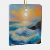 Malerei von hellblauen Meereswellen unter der Sonn Keramikornament (Rechts)
