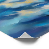 Malerei von hellblauen Meereswellen unter der Sonn Poster (Ecke)
