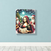 Malerei von Mona Lisa mit Weihnachtsliedern Leinwanddruck (Insitu (Holzboden))