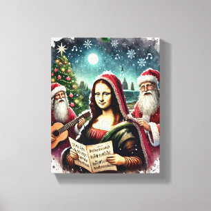 Malerei von Mona Lisa mit Weihnachtsliedern Leinwanddruck