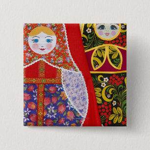 Malerei von Russe Matryoshka Puppe Button