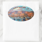 Malerei von Santa Barbara Marina Ovaler Aufkleber (Tasche)