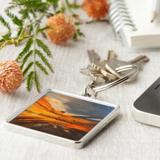 Malerei von Scripps Pier, La Jolla, CA Schlüsselanhänger (Seite)