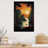 Malerei von Sonnenaufgang über Berge Poster ArtPri (Küche)