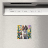 Malerei von Springer Spaniel Hund mit Frühlingsblu Magnet (In Situ (Geschirrspüler))