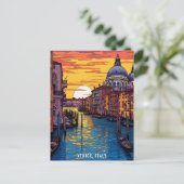 Malerei von Venedig bei Sonnenuntergang | Italien  Postkarte (Stehend Vorderseite)