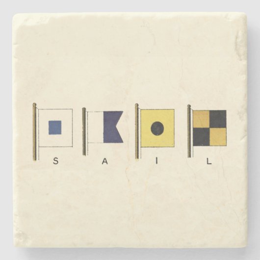 Malerei von vier Flaggen mit dem Segel unten Steinuntersetzer (Vorderseite)