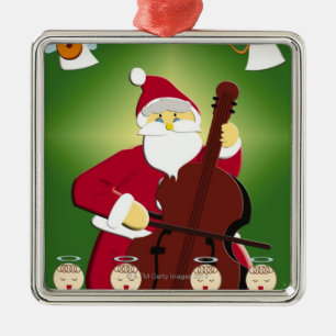 Malerei von Weihnachtsmann Cello mit spielend Silbernes Ornament