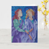 Malerei von zwei Mädchen - Karte (Gelbe Blume)