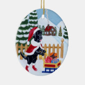 Malerei Weihnachtsschwarze Labradors Sankt Keramik Ornament (Rechts)