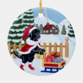 Malerei Weihnachtsschwarze Labradors Sankt Keramik Ornament (Hinten)