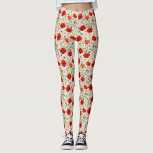 Malereiartige Mohnwiesen-Kunst Leggings