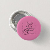 Malereieier Rosa Happy Oaster Button Schaltfläche (Vorne & Hinten)