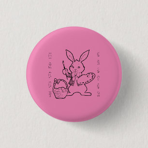 Malereieier Rosa Happy Oaster Button Schaltfläche