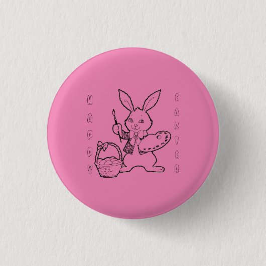 Malereieier Rosa Happy Oaster Button Schaltfläche (Vorderseite)
